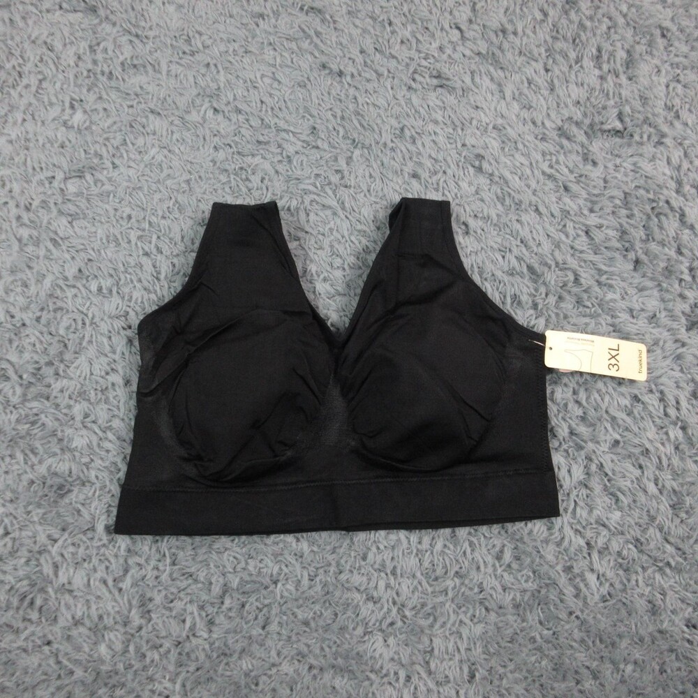 Truekind Everyday Throw-on Bralette Bra Womens 3XL Black Wireless Stretch NWT